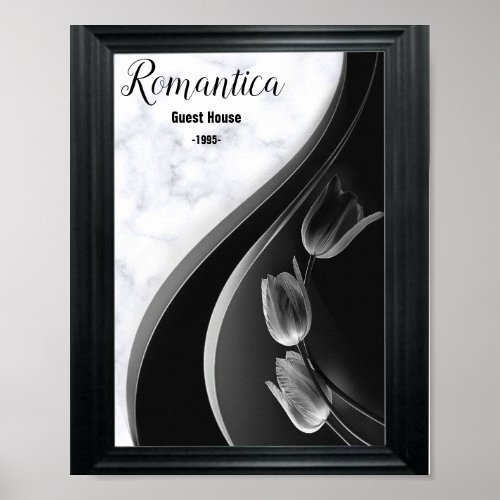 White Marble Black Gold Filigree Poster