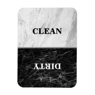 White Marble Black Marble Clean Dirty Dishwasher Magnet