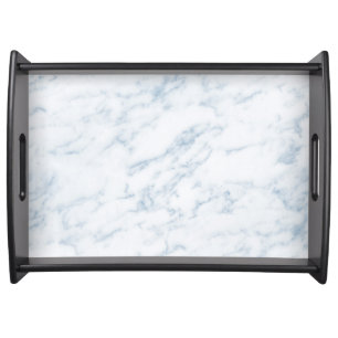 White marble blue accents serving tray