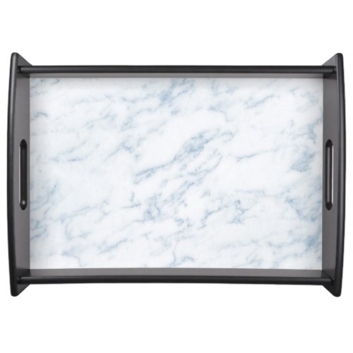 White marble blue accents serving tray