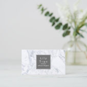 White Marble Business Card (Standing Front)