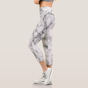 White Marble capri Leggings