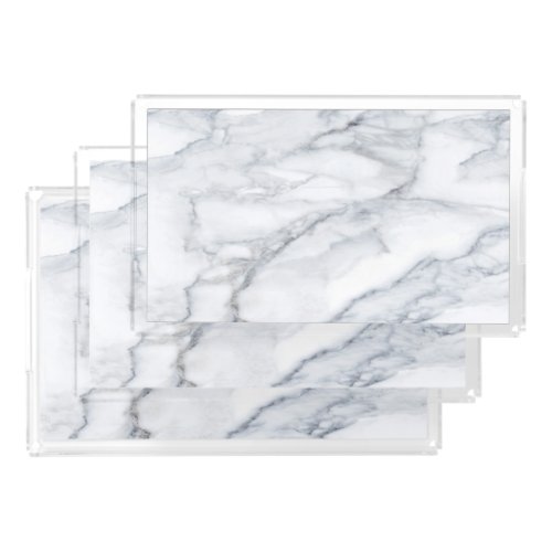 White Marble Carrara Calacatta Texture Acrylic Tray