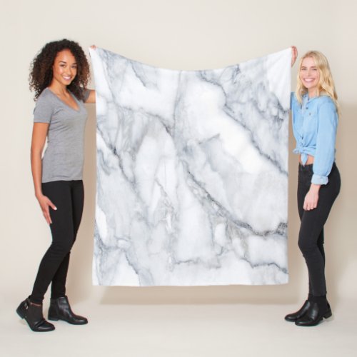 White Marble Carrara Calacatta Texture Fleece Blanket