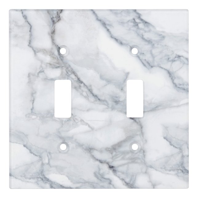 White Marble Carrara Calacatta Texture Light Switch Cover (Front)