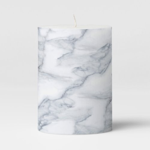 White Marble Carrara Calacatta Texture Pillar Candle