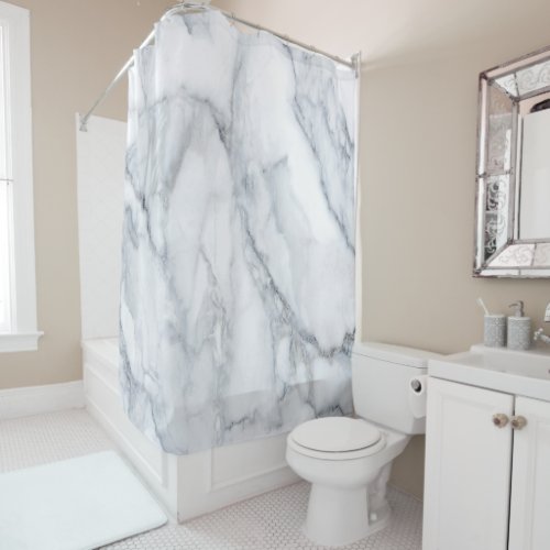 White Marble Carrara Calacatta Texture Shower Curtain