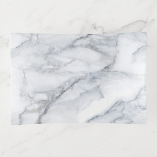 White Marble Carrara Calacatta Texture Trinket Tray