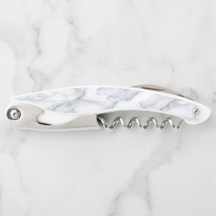 White Marble Carrara Calacatta Texture Waiter's Corkscrew