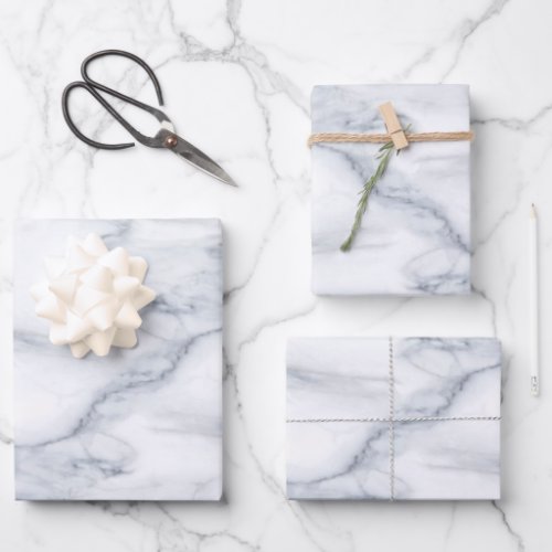 White Marble Carrara Calacatta Texture Wrapping Paper Sheets