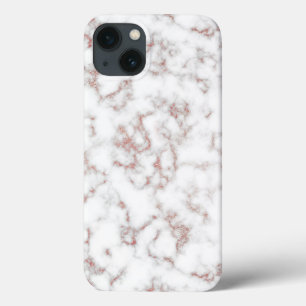 White Marble Carrara Rose Gold Glitter Texture iPhone 13 Case