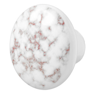 White Marble Carrara Rose Gold Glitter Texture  Ceramic Knob