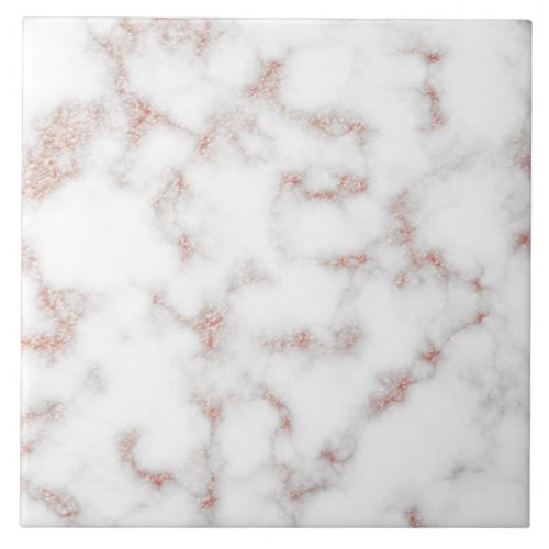 White Marble Carrara Rose Gold Glitter Texture Ceramic Tile