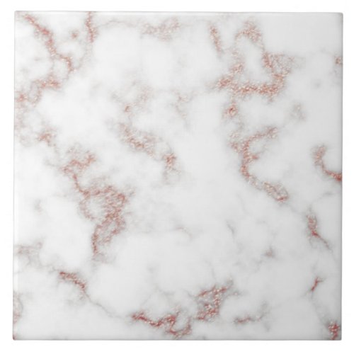 White Marble Carrara Rose Gold Glitter Texture Ceramic Tile