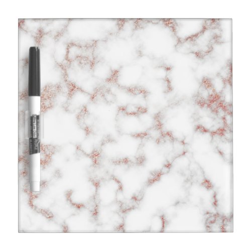White Marble Carrara Rose Gold Glitter Texture Dry Erase Board