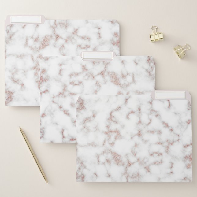 White Marble Carrara Rose Gold Glitter Texture File Folder (Set)