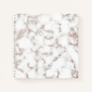 White Marble Carrara Rose Gold Glitter Texture Notebook