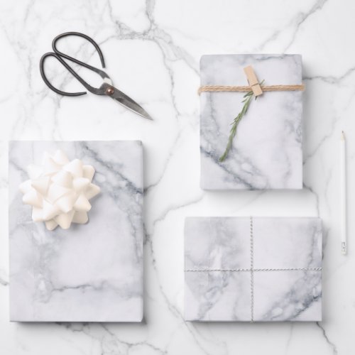 White Marble Carrara Texture Wrapping Paper Sheets