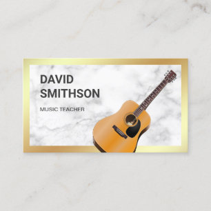 White Marble Classy Guitar Music Teacher Guitarist Business Card