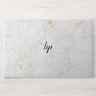 White Marble Close-Up with Gold Veining Transpar HP Laptop Skin