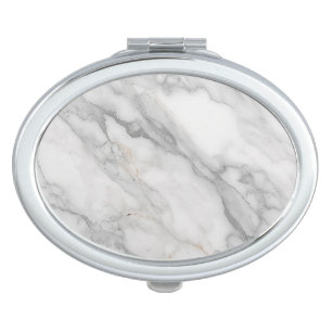 White Marble Compact Mirror