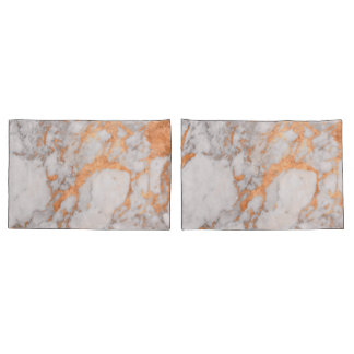 White Marble & Copper Pillow Cases