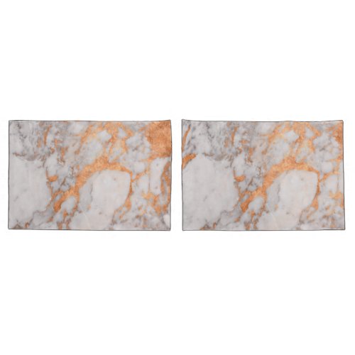 White Marble  Copper Pillow Cases