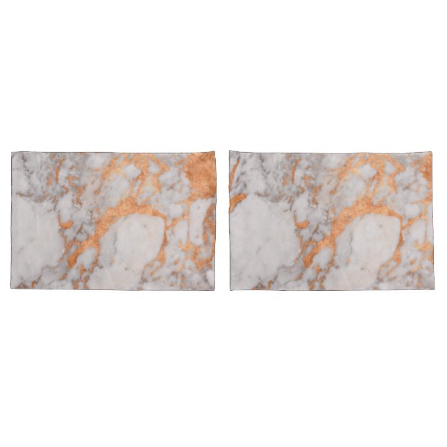White Marble & Copper Pillow Cases (Back-Set)