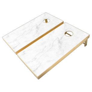 White Marble Cornhole Set