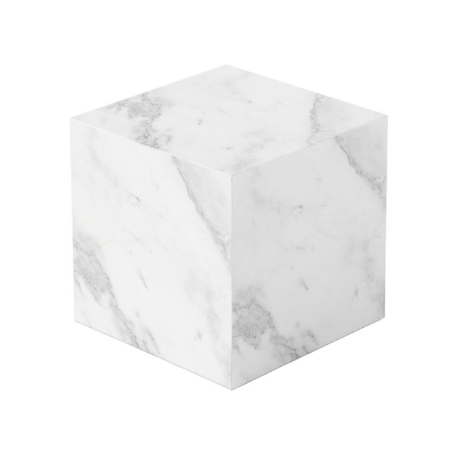 White Marble  Cube (Front Angled)