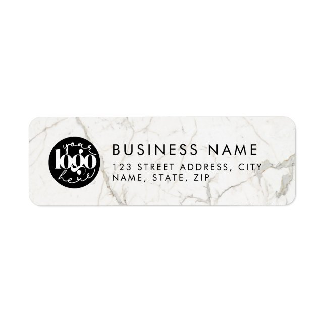 White Marble  Custom Business Logo Return Address Label (Front)