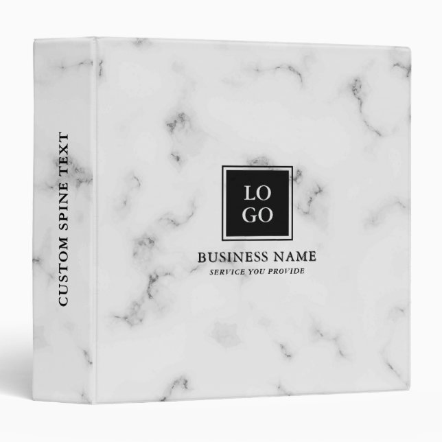 White Marble Custom Logo Profesional 3 Ring Binder (Front/Spine)