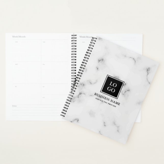 White Marble Custom Logo Profesional Planner (Display)