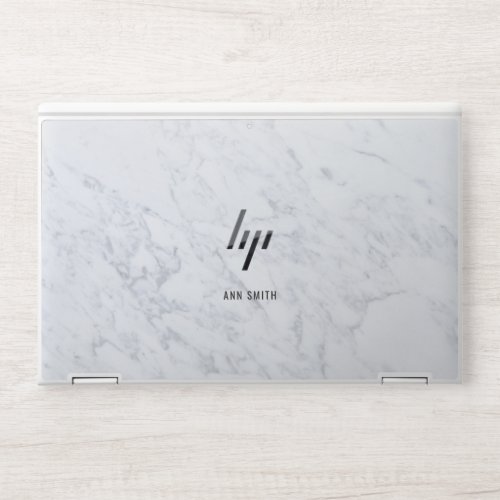 White Marble Custom Monogram HP Laptop Skin