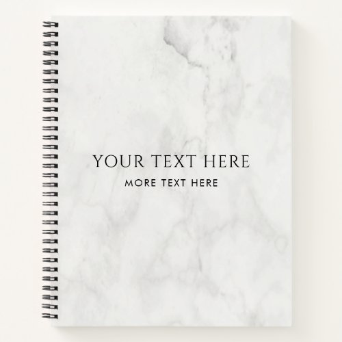 White Marble Custom Text Add Logo Template Notebook