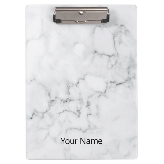 White Marble Customize  Clipboard (Front)