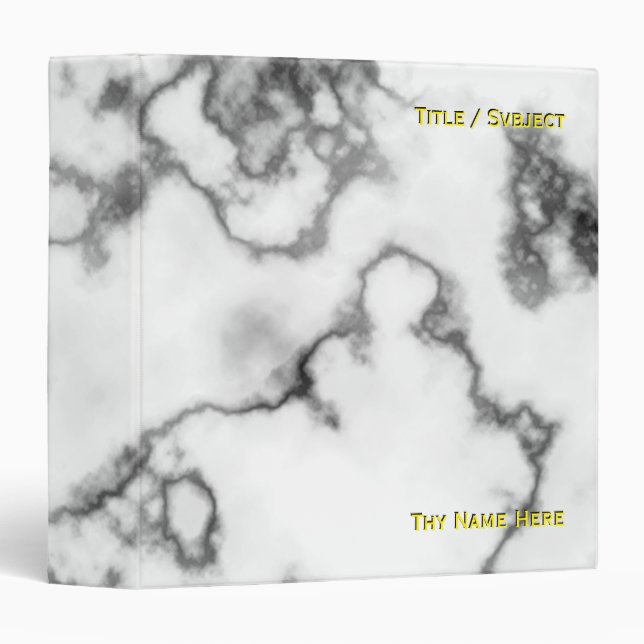 White Marble design -  3 Ring Binder (Front/Spine)
