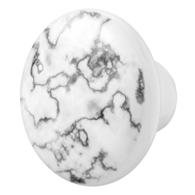 White Marble design -  Ceramic Knob (Right)