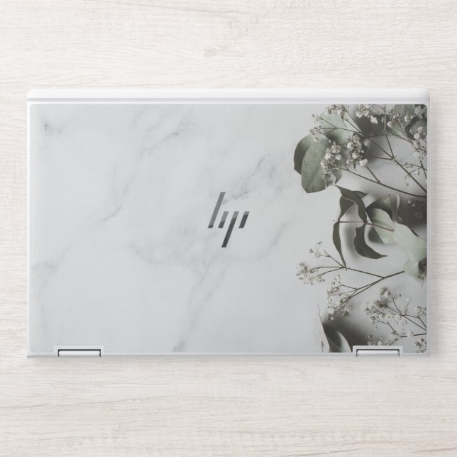 White Marble Design HP Laptop Skin (Front)