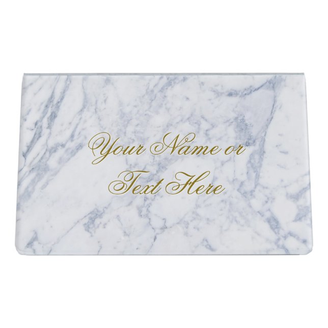 White Marble Desk Business Card Holder (Back)