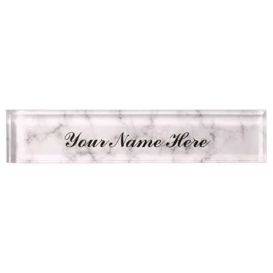 White Marble Desk Name Plate Zazzle Com