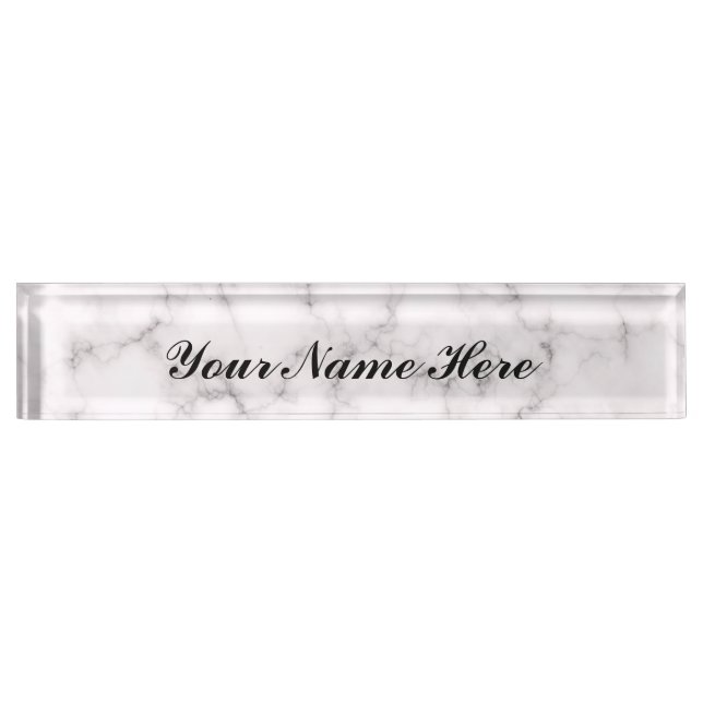 White Marble Desk Name plate (Front)