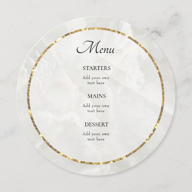 white marble elegant Menu (Front)