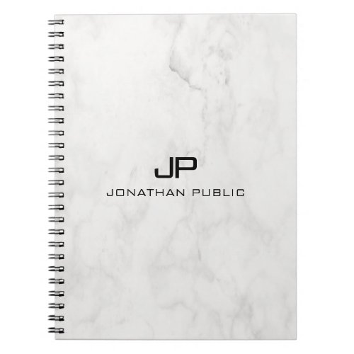 White Marble Elegant Modern Design Template Spiral Notebook