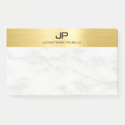 White Marble Elegant Modern Faux Gold Template Post-it Notes