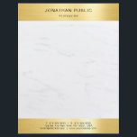 White Marble Elegant Modern Gold Professional Letterhead<br><div class="desc">White Marble Elegant Modern Gold Professional Template Letterhead.</div>