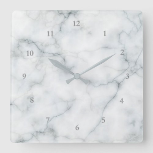 white marble elegant square wall clock