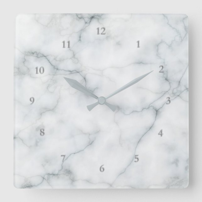 white marble elegant square wall clock (Front)