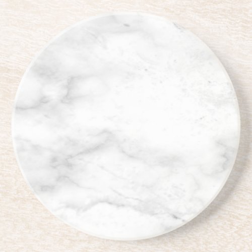 White Marble Elegant Template Round Sandstone Coaster