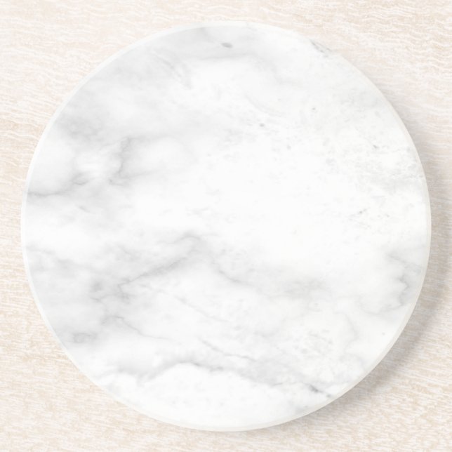 White Marble Elegant Template Round Sandstone Coaster (Front)